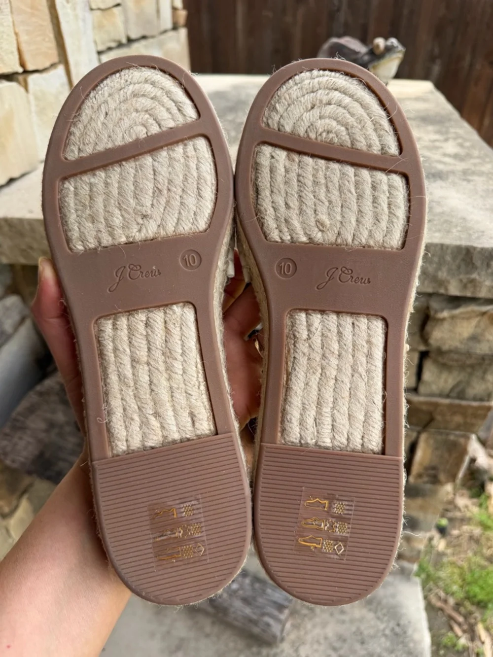 J. Crew Ivory Braided‎ Raffia Espadrille Slide Sandals Sz-10.   Y